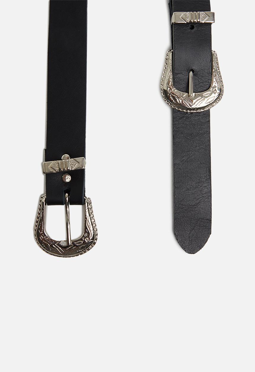 Superbalist - Wyomi double buckle belt - black