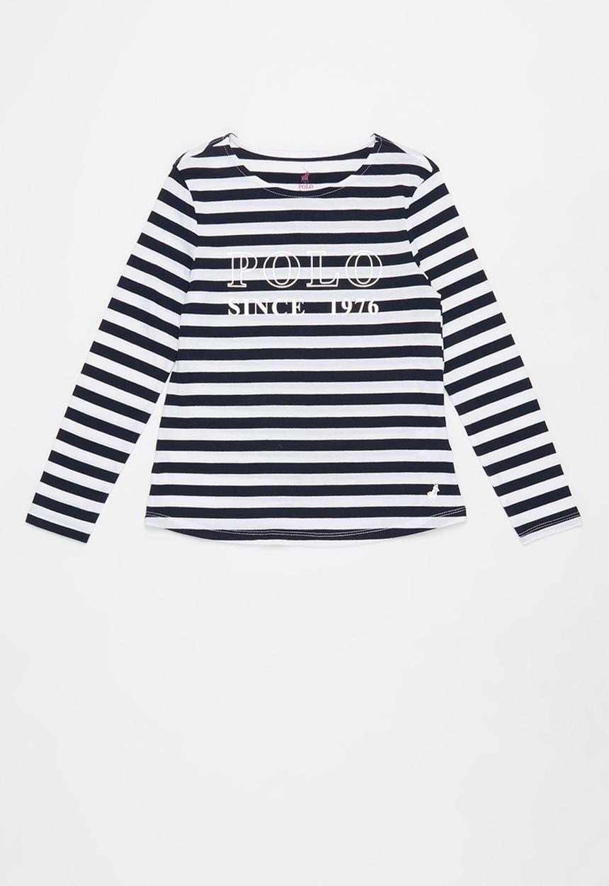 POLO - Ashley printed striped tee - navy & white