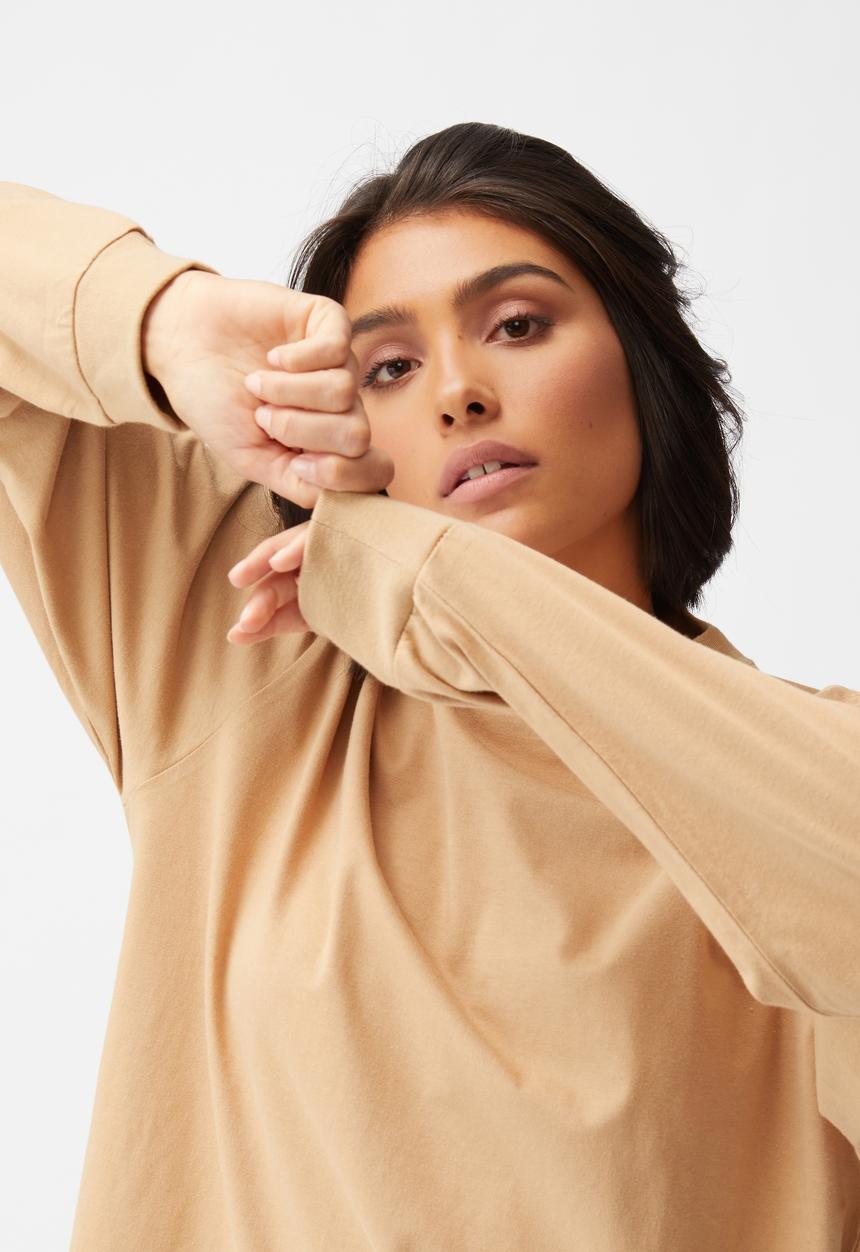 Cotton On - Basic oversized long sleeve top - caramel brown