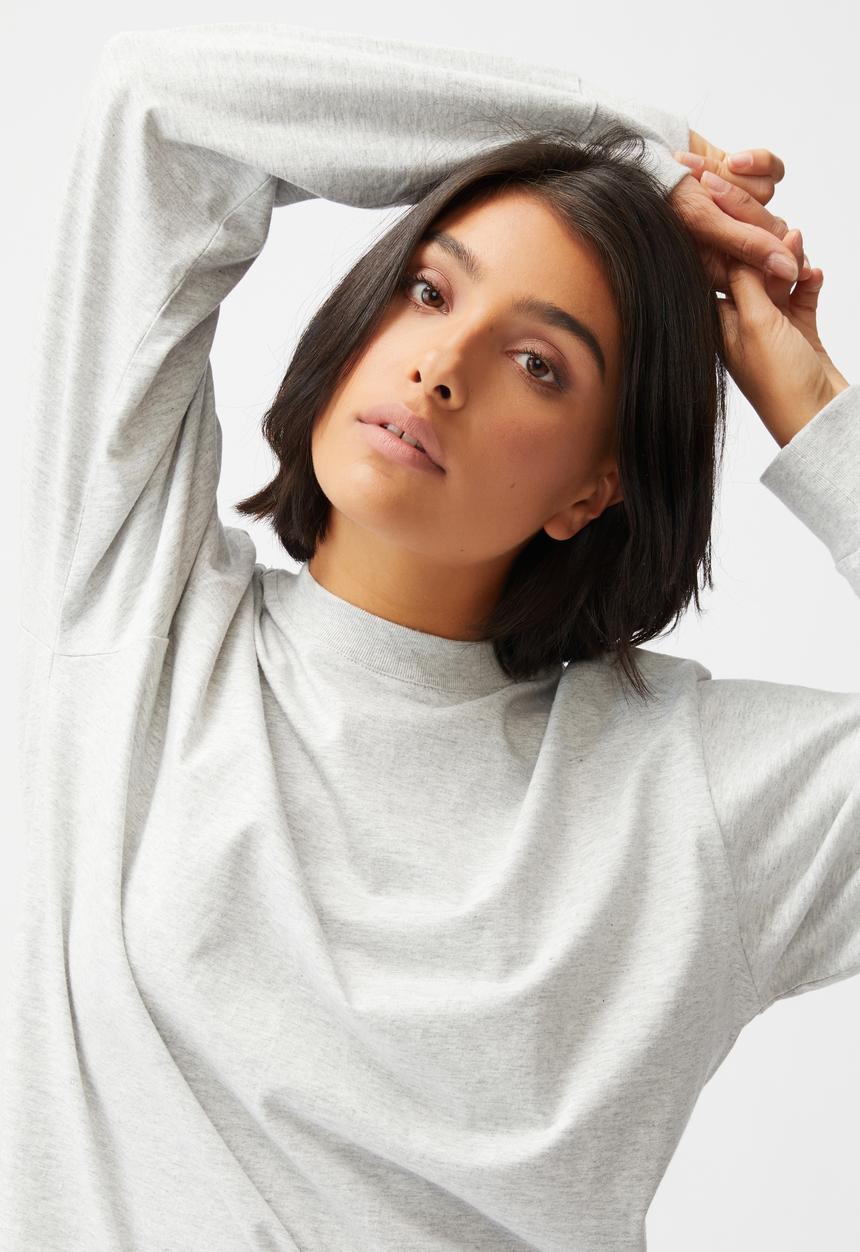 Cotton On - Basic oversized long sleeve top - light grey marle