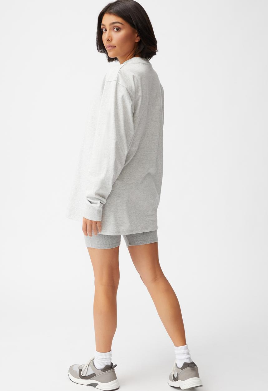Cotton On - Basic oversized long sleeve top - light grey marle