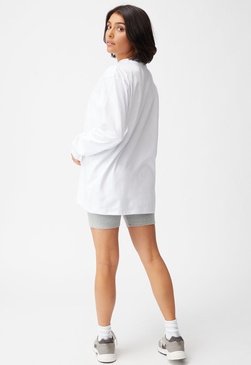 Cotton On - Basic oversized long sleeve top - white