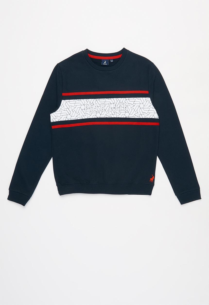 POLO - Boys Jackson quilted artwork sweater - navy