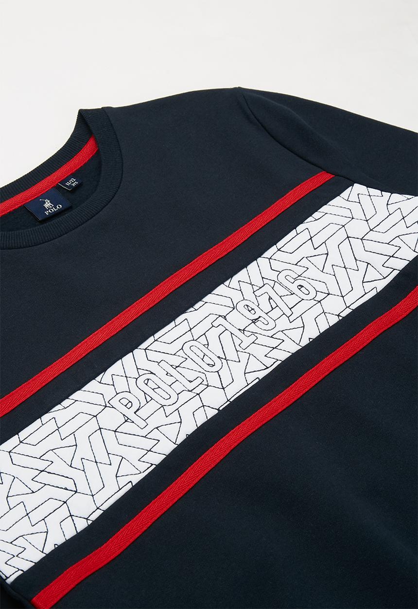 POLO - Boys Jackson quilted artwork sweater - navy