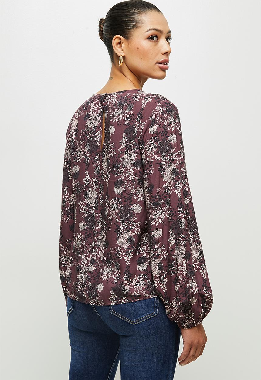 edit - Bellow sleeve shell - plum 