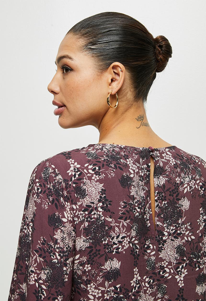 edit - Bellow sleeve shell - plum 