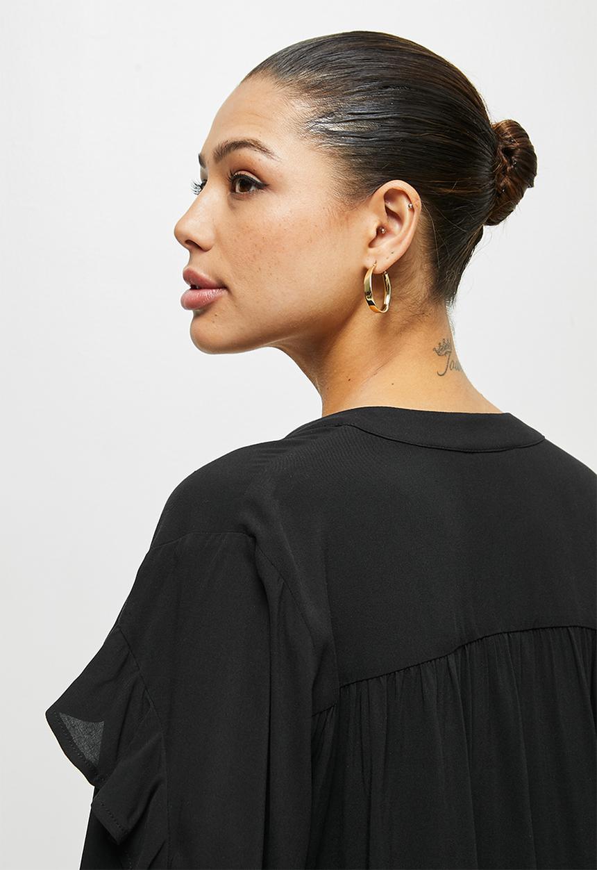 edit - Soft ruffle detail blouse - black