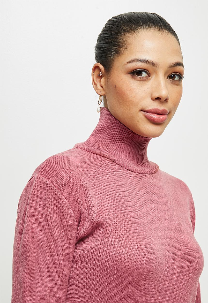 edit - Slit detail knitted midi - dusty rose
