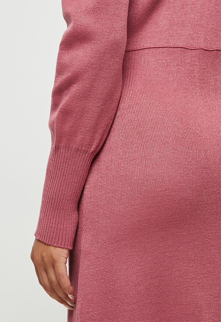 edit - Slit detail knitted midi - dusty rose