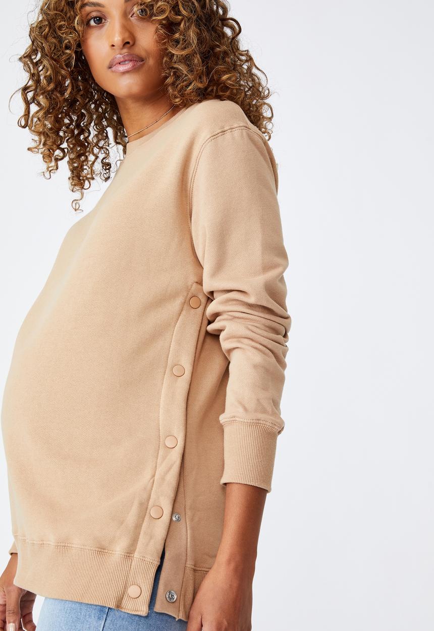 Cotton On - Maternity button side fleece - caramel brown