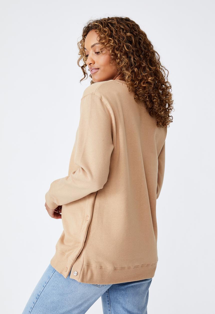 Cotton On - Maternity button side fleece - caramel brown