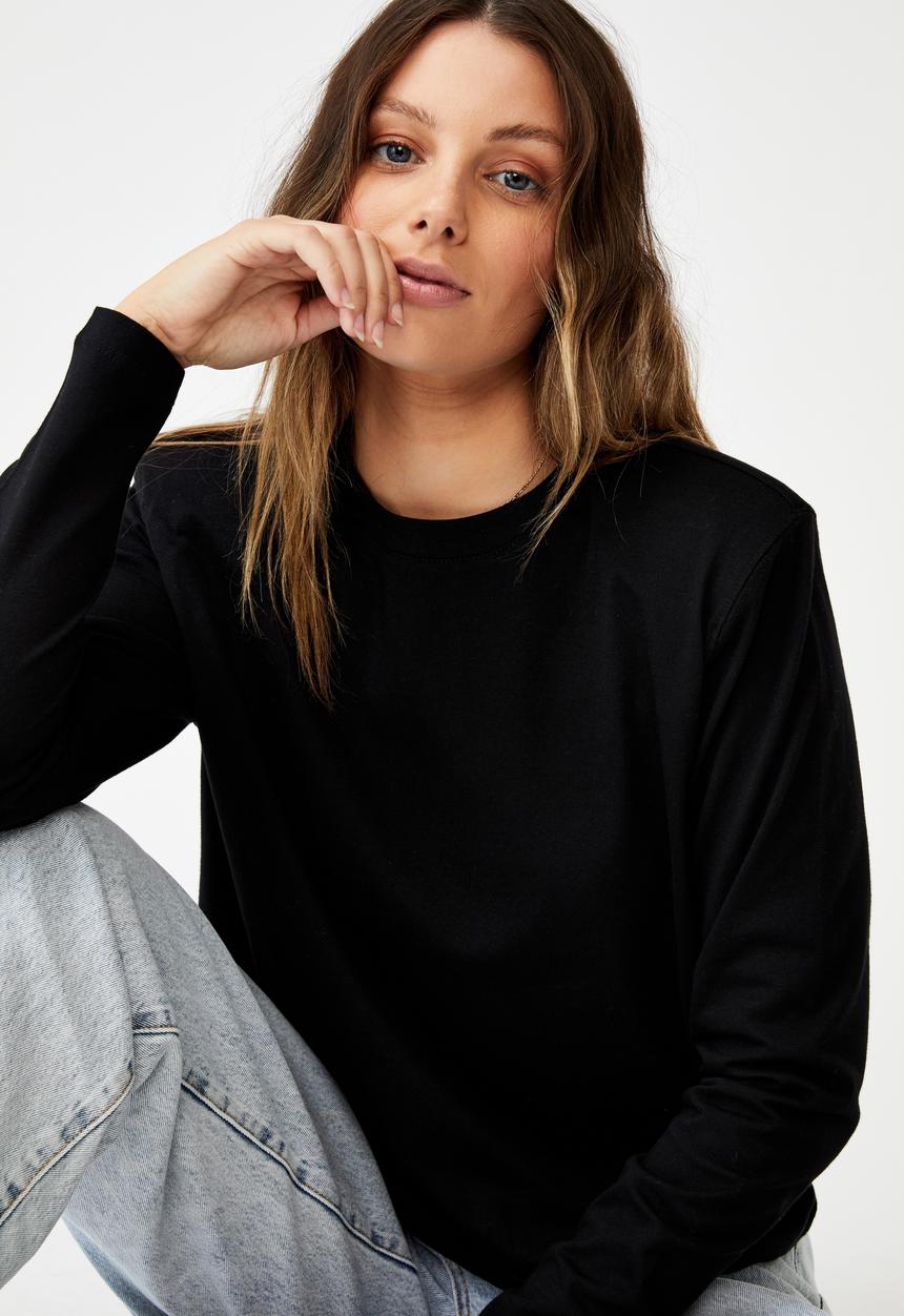 Cotton On - Padded shoulder long sleeve top - black