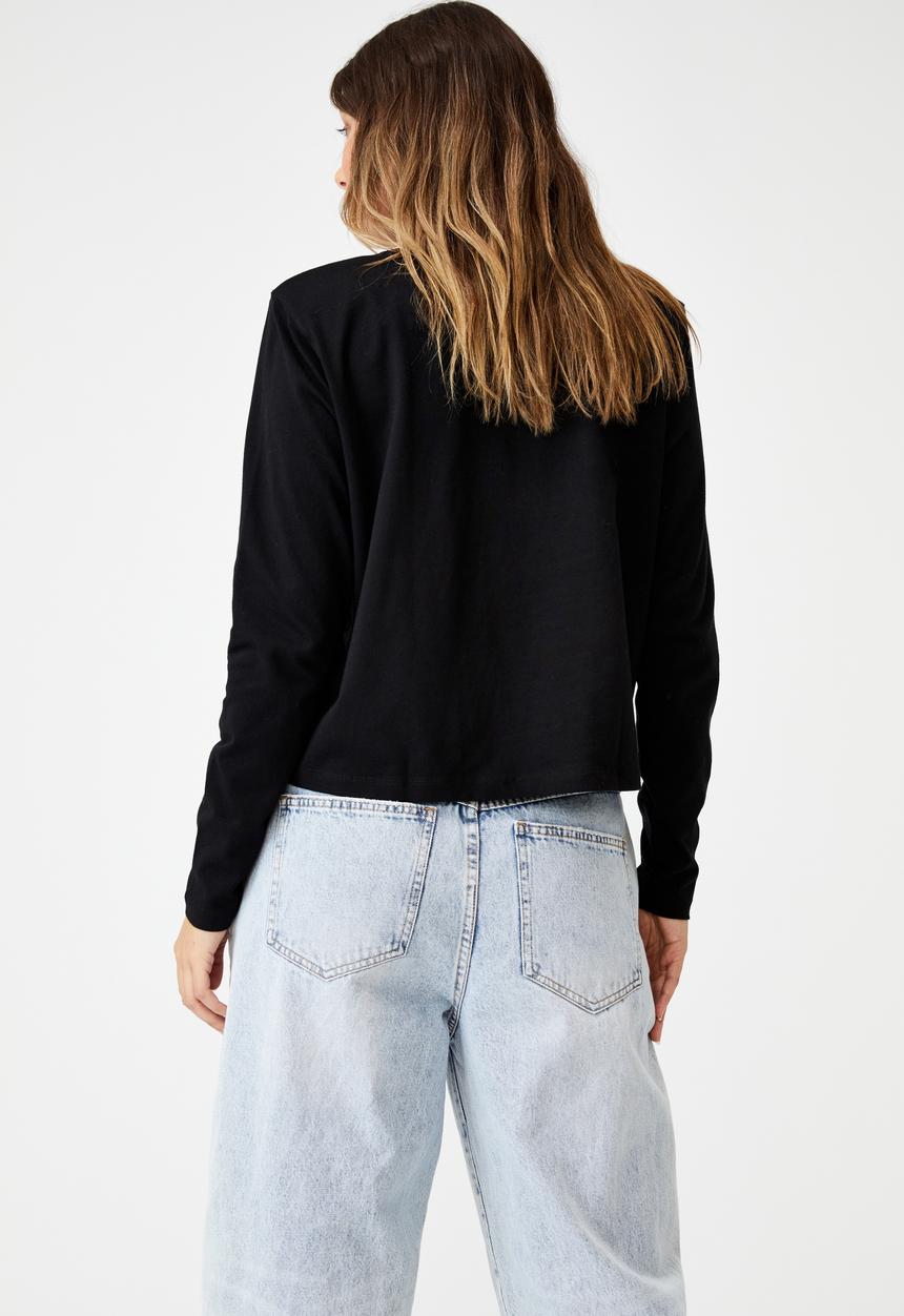Cotton On - Padded shoulder long sleeve top - black