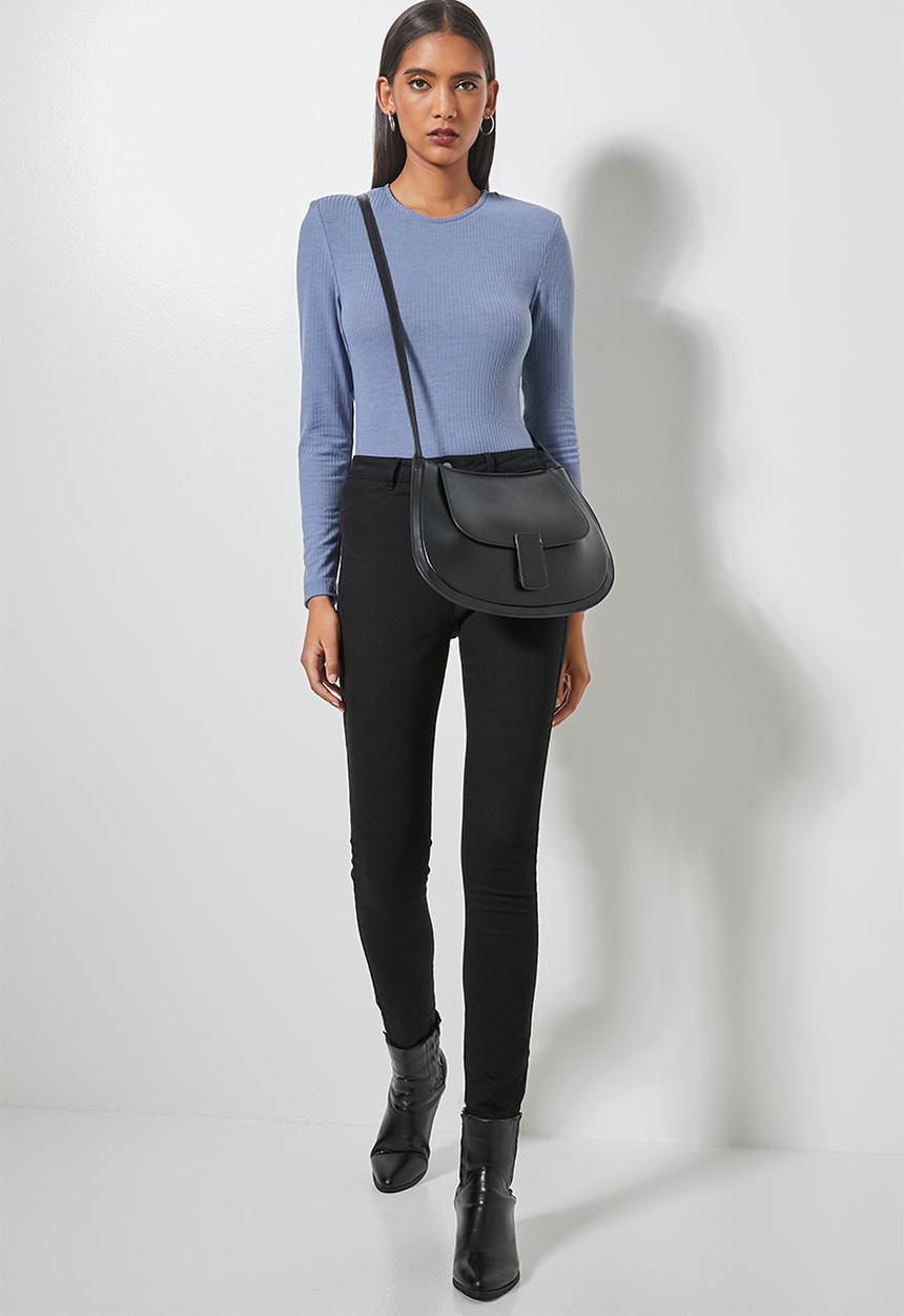Superbalist - Crew neck shoulder pad bodysuit - denim blue