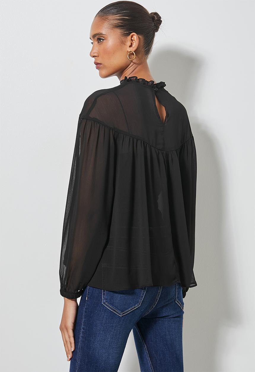 Superbalist - Femme ruffle blouse - black