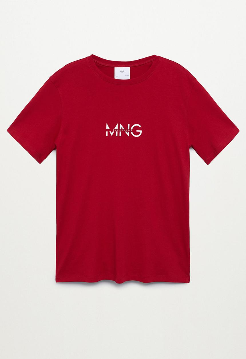 MANGO - T-shirt logohe - red