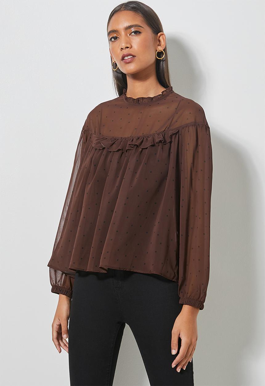Superbalist - Femme ruffle blouse - choc spot