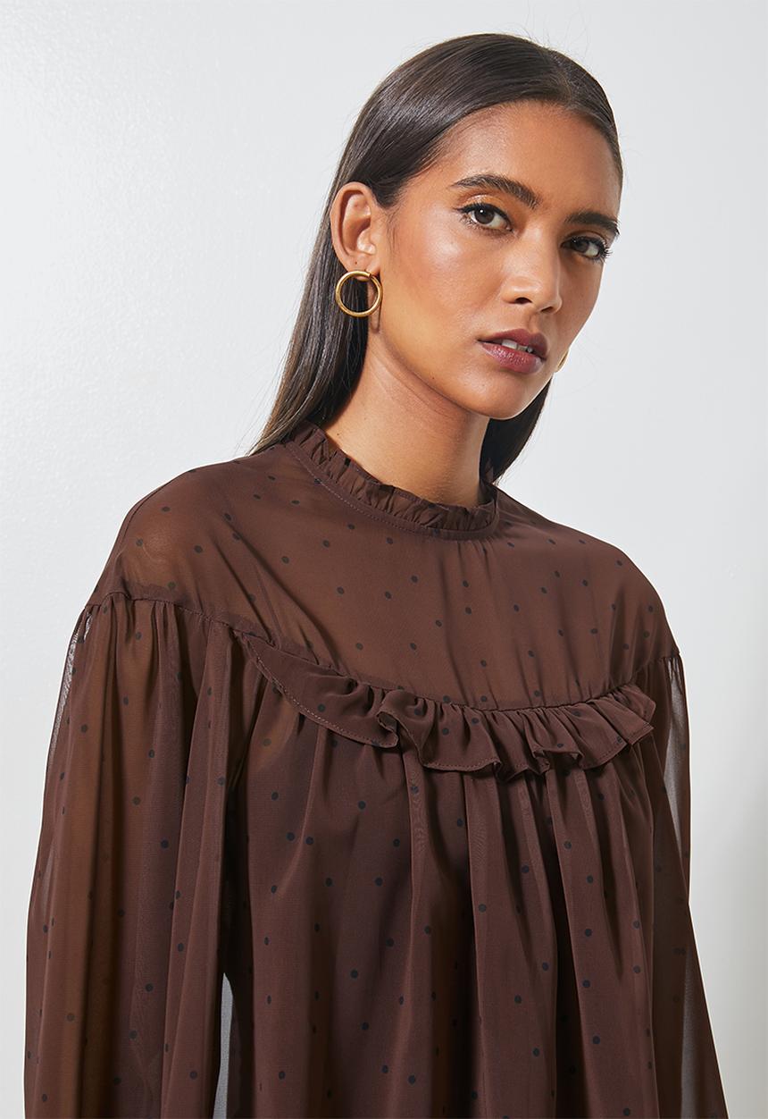 Superbalist - Femme ruffle blouse - choc spot