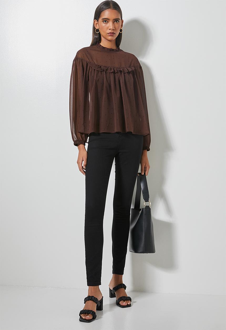 Superbalist - Femme ruffle blouse - choc spot