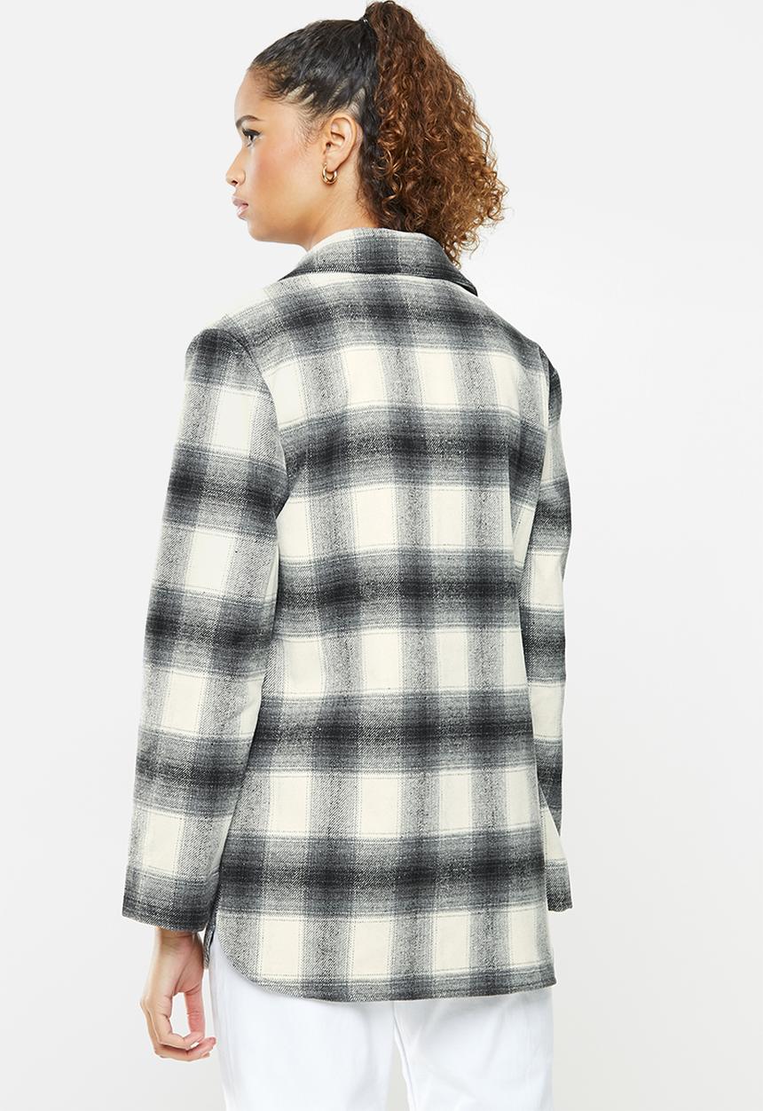 Blake - Over shirt with patch pockets - black & white 