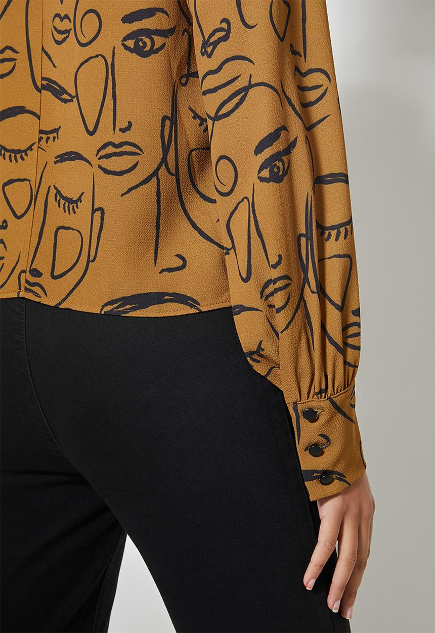 Superbalist - Blouson sleeve shell - tobacco abstract 