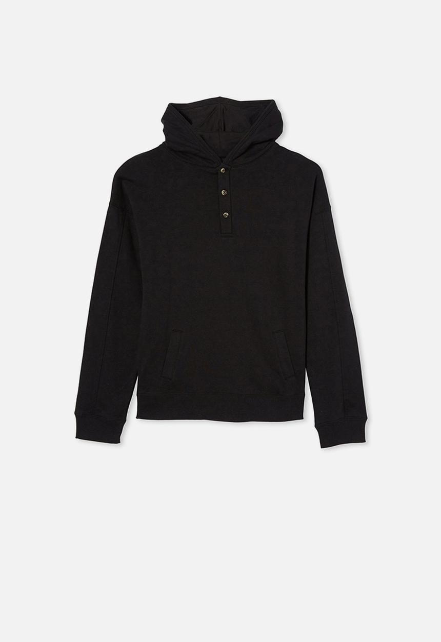 Free by Cotton On - Henley free hoodie - true black