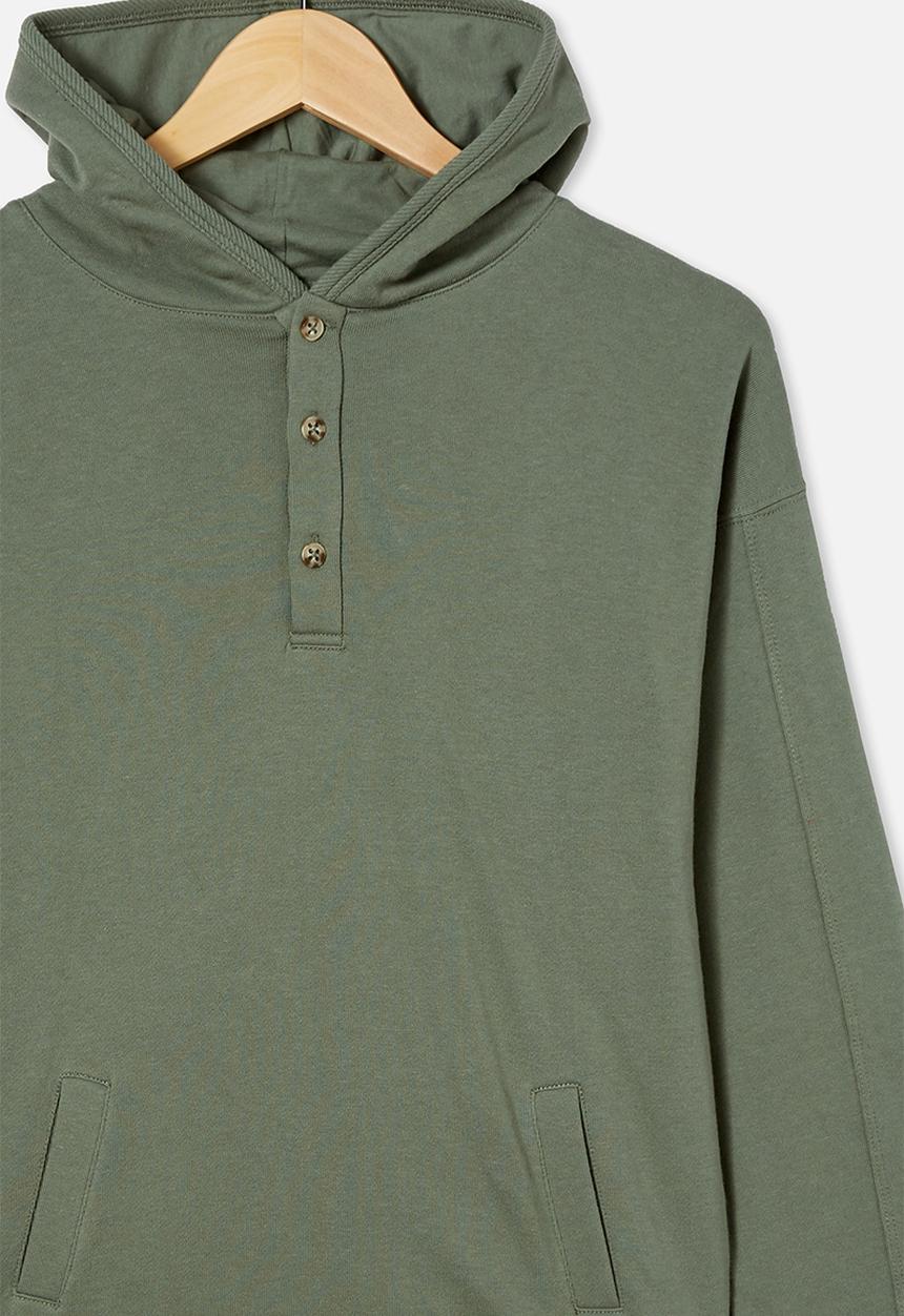 Cotton On - Henley free hoodie - swag green