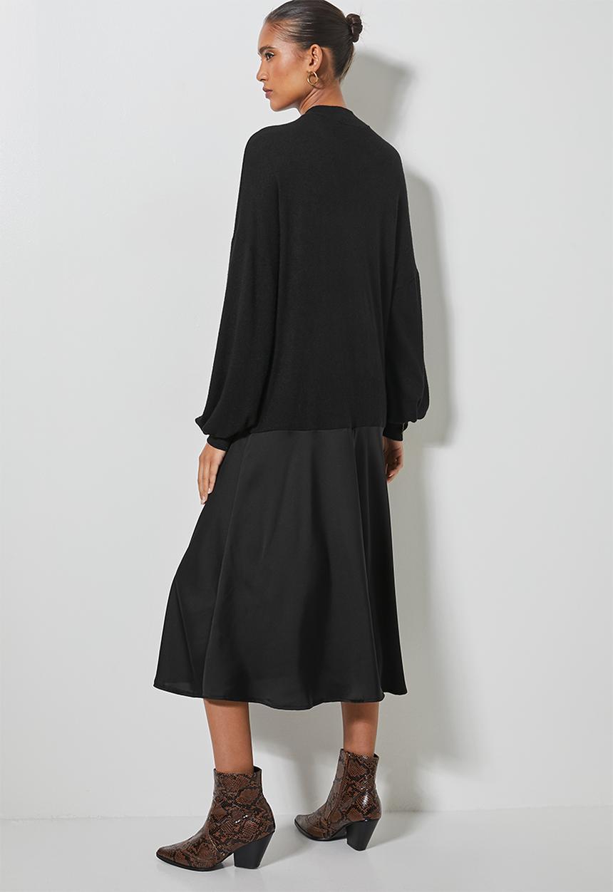 Superbalist - Turtleneck combo fabric dress - black on black