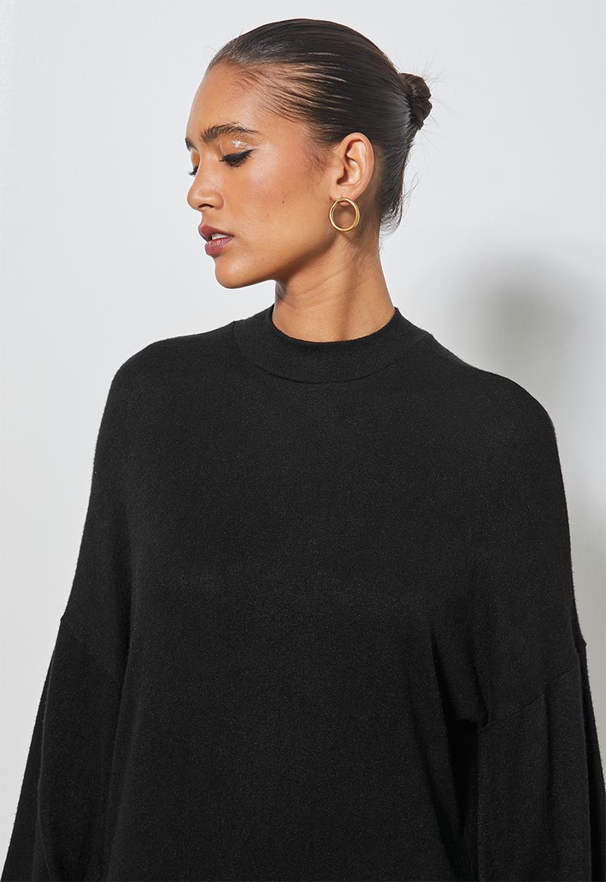 Superbalist - Turtleneck combo fabric dress - black on black