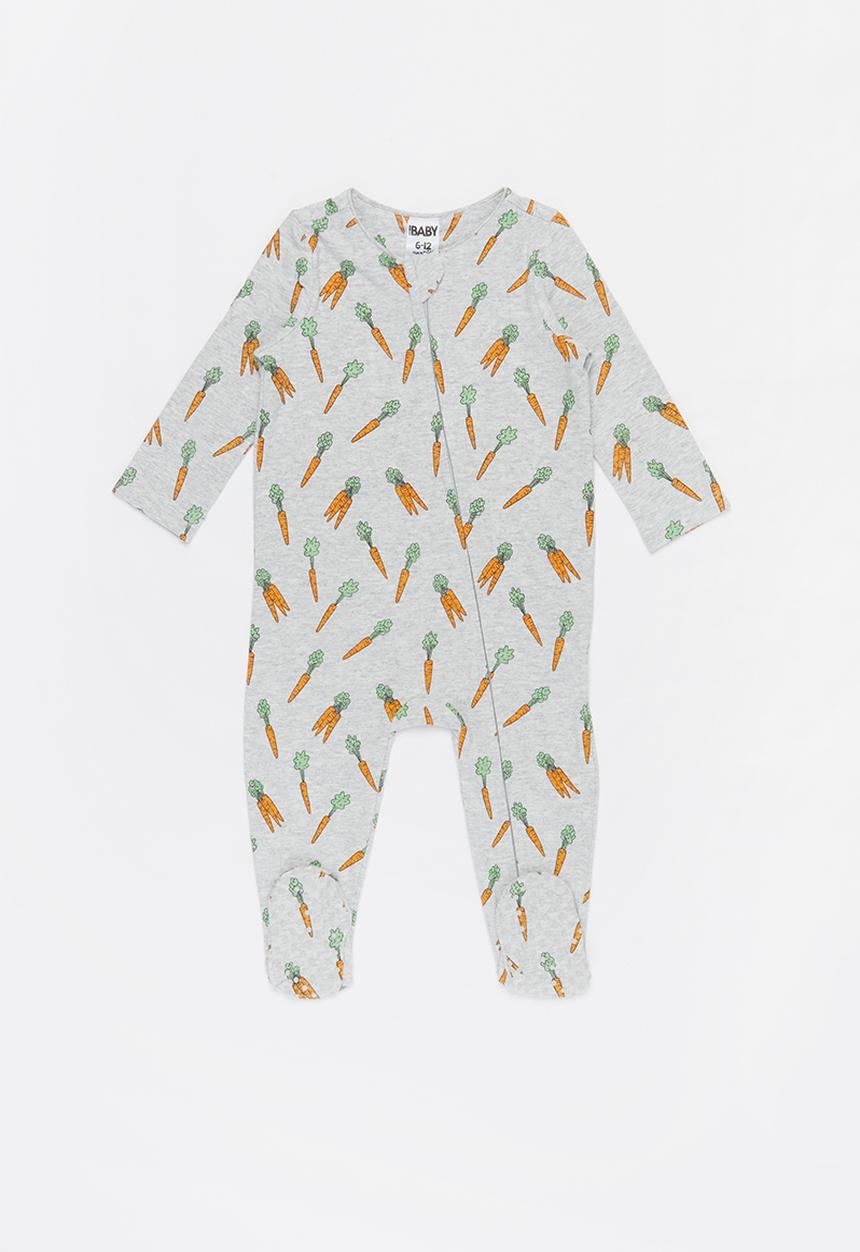 Cotton On - 2 pack long sleeve zip romper - crazy carrots/vintage honey bailey bunny