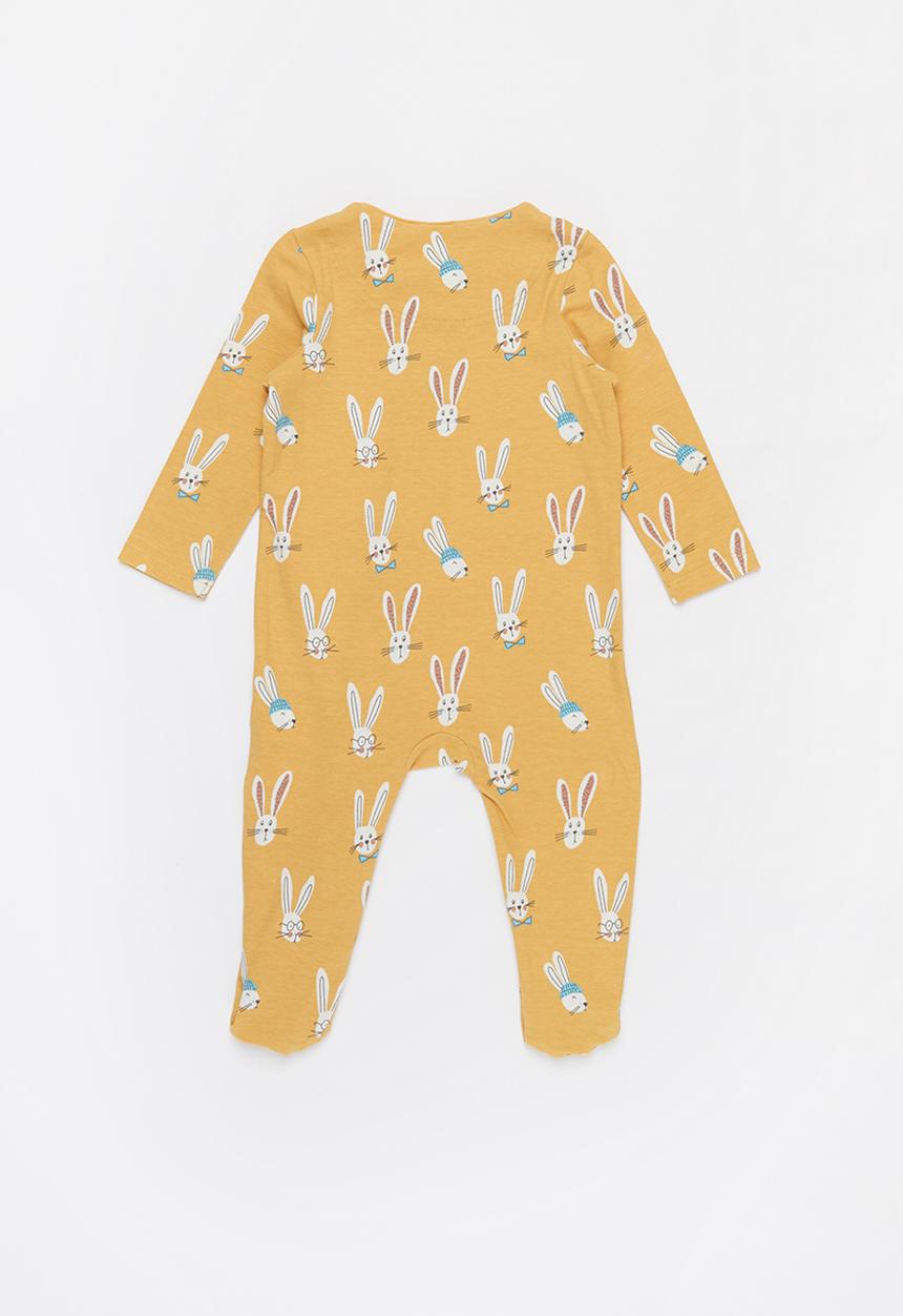 Cotton On - 2 pack long sleeve zip romper - vintage honey/petty blue bailey bunny