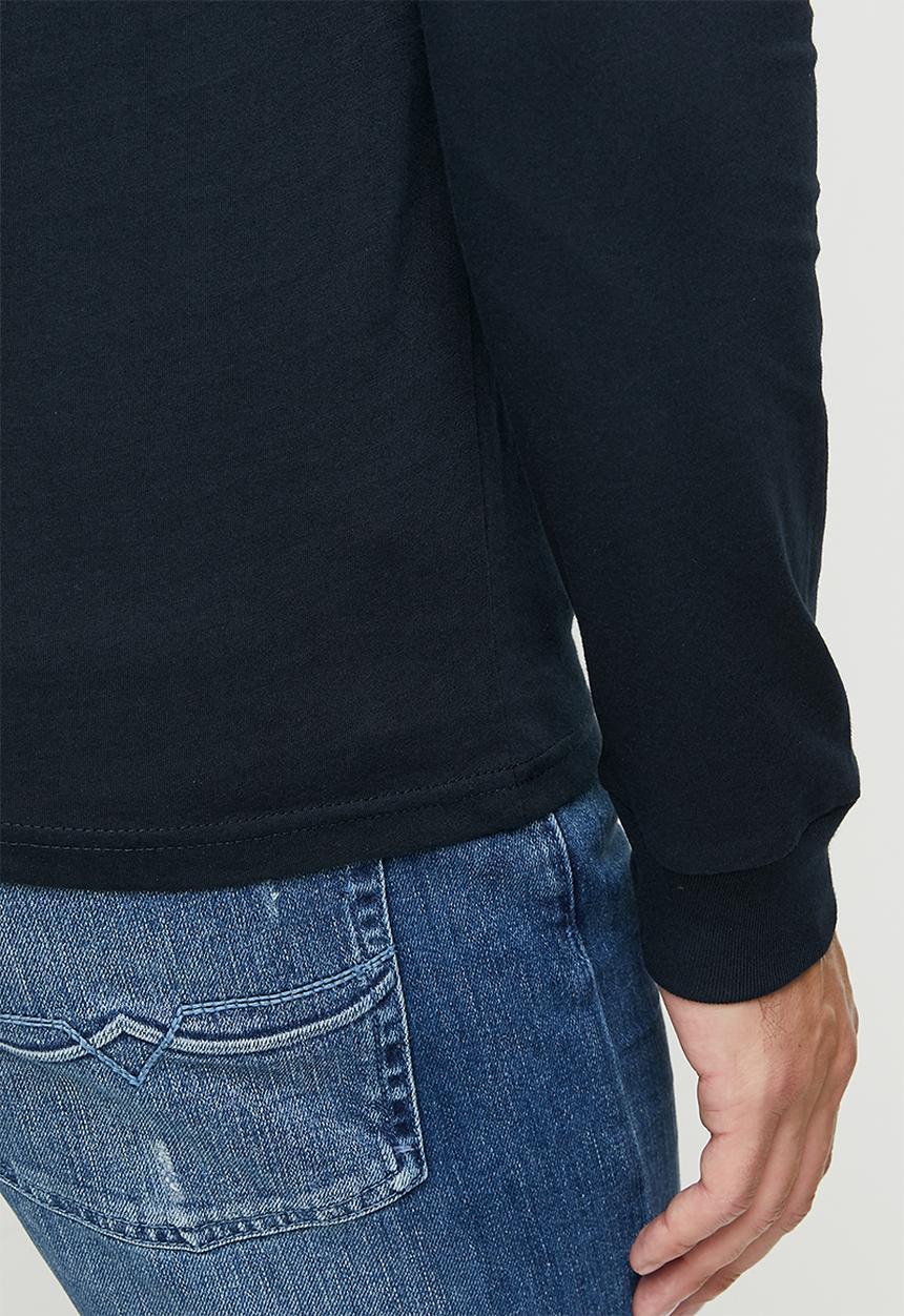 POLO - Pevin embroidered long sleeve logo tee - navy
