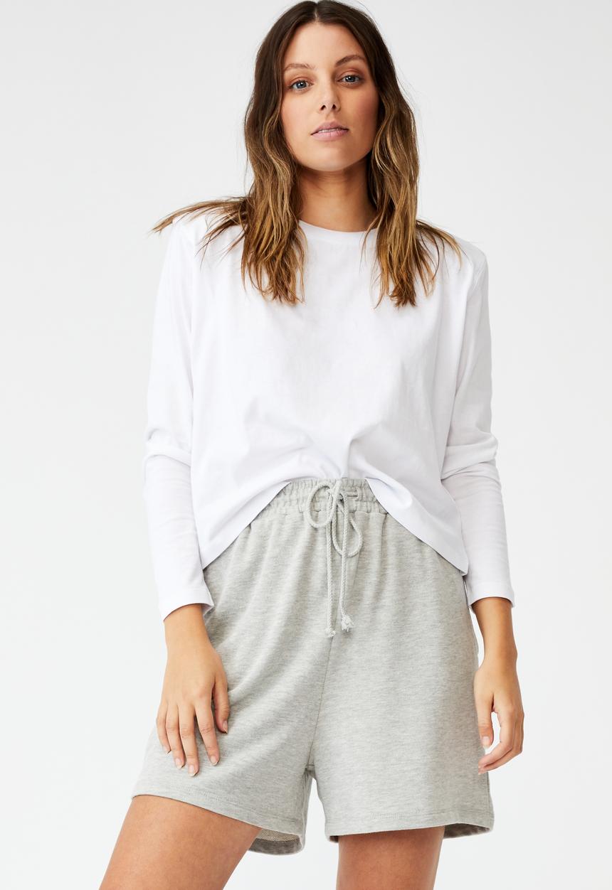 Cotton On - Padded shoulder long sleeve top - white