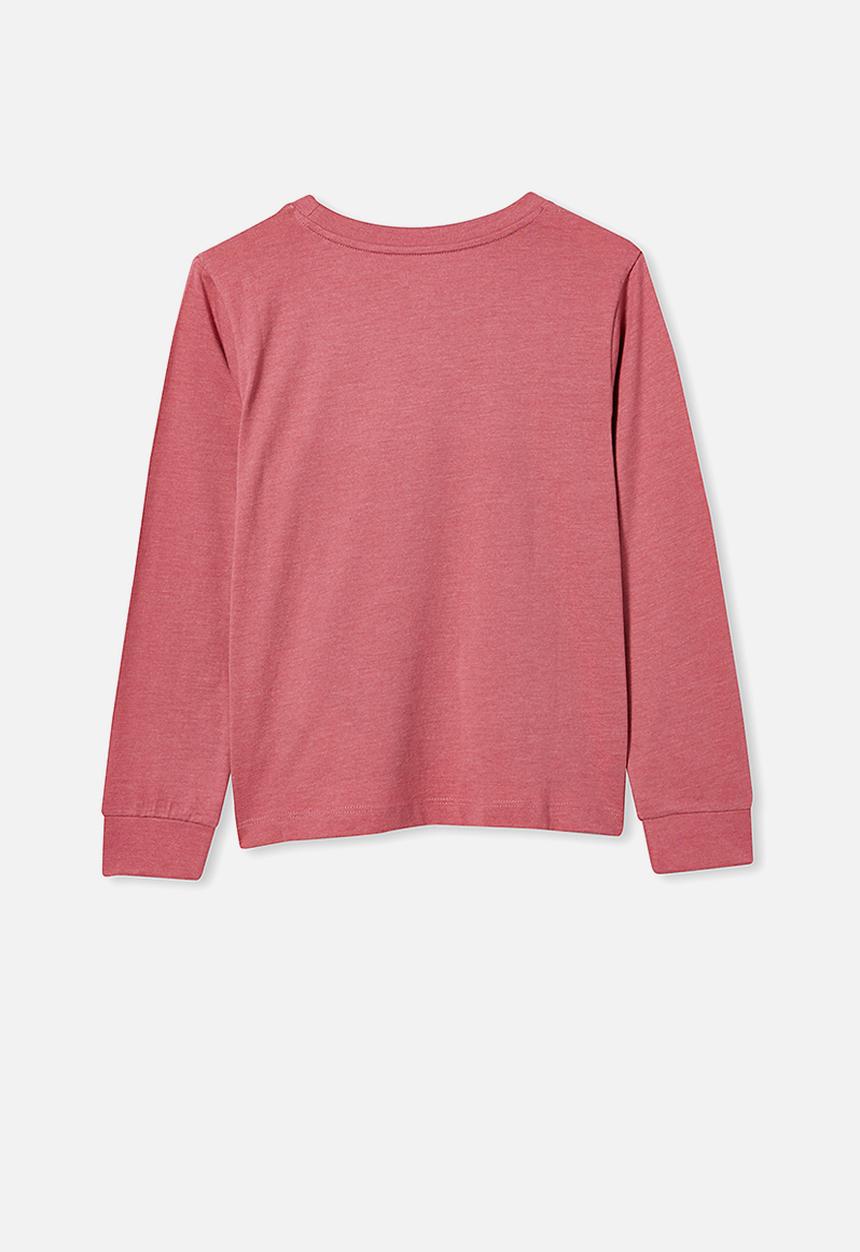Free by Cotton On - Girls classic ls tee - very berry marle/bee the change