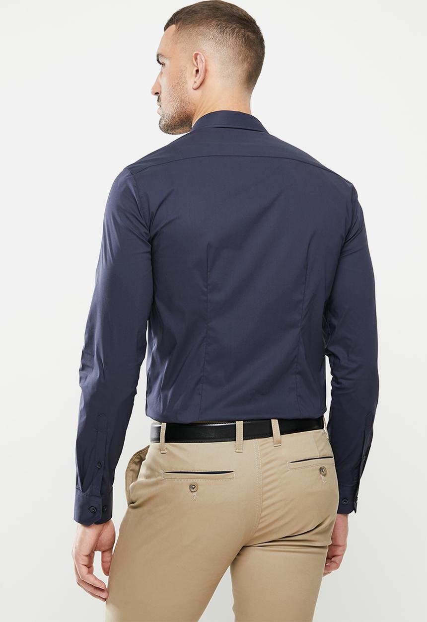 POLO - Christian plain long sleeve signature shirt - navy