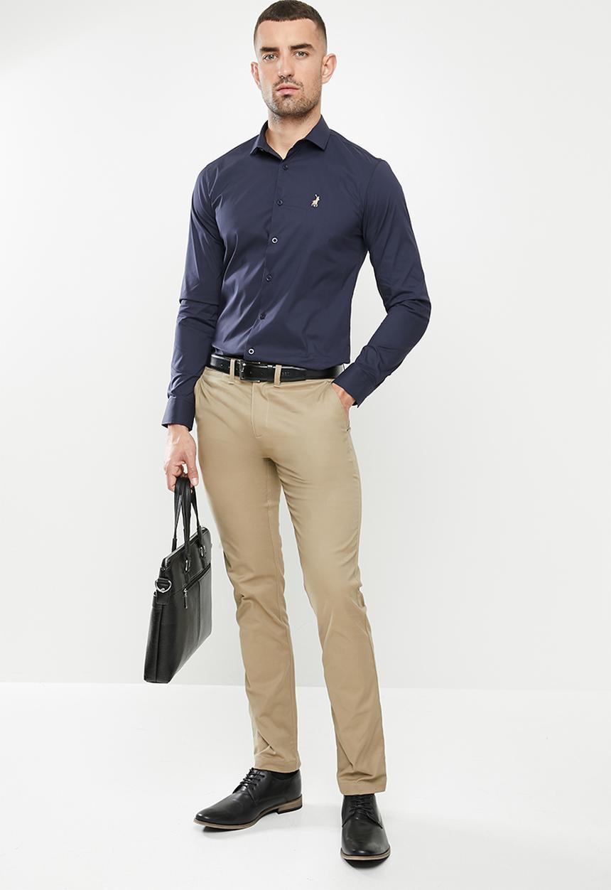POLO - Christian plain long sleeve signature shirt - navy