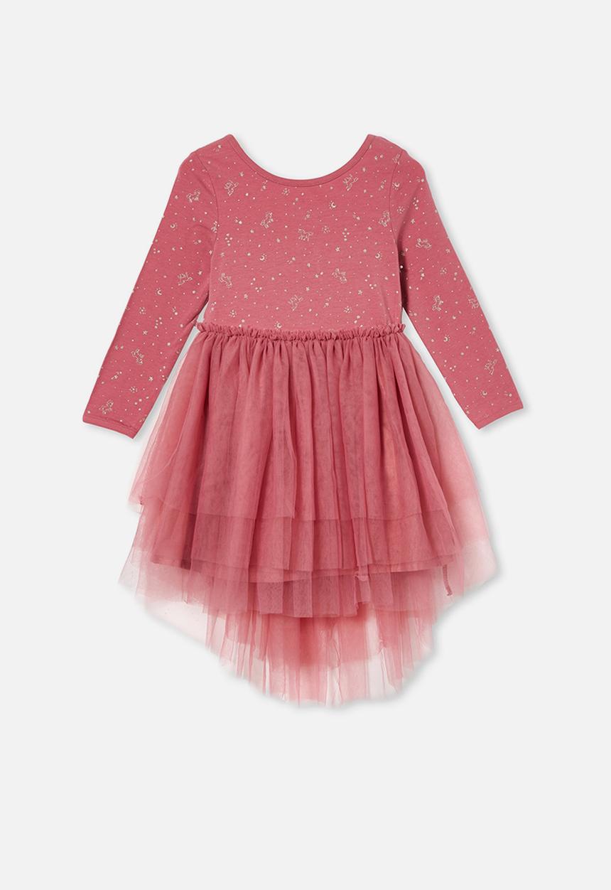 Cotton On - Iris long sleeve dress - very berry/unicorns