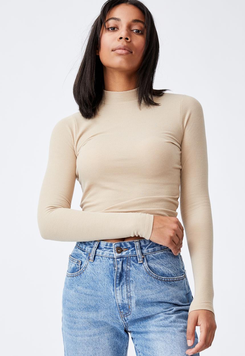 Cotton On - Rosa long sleeve top - linen taupe