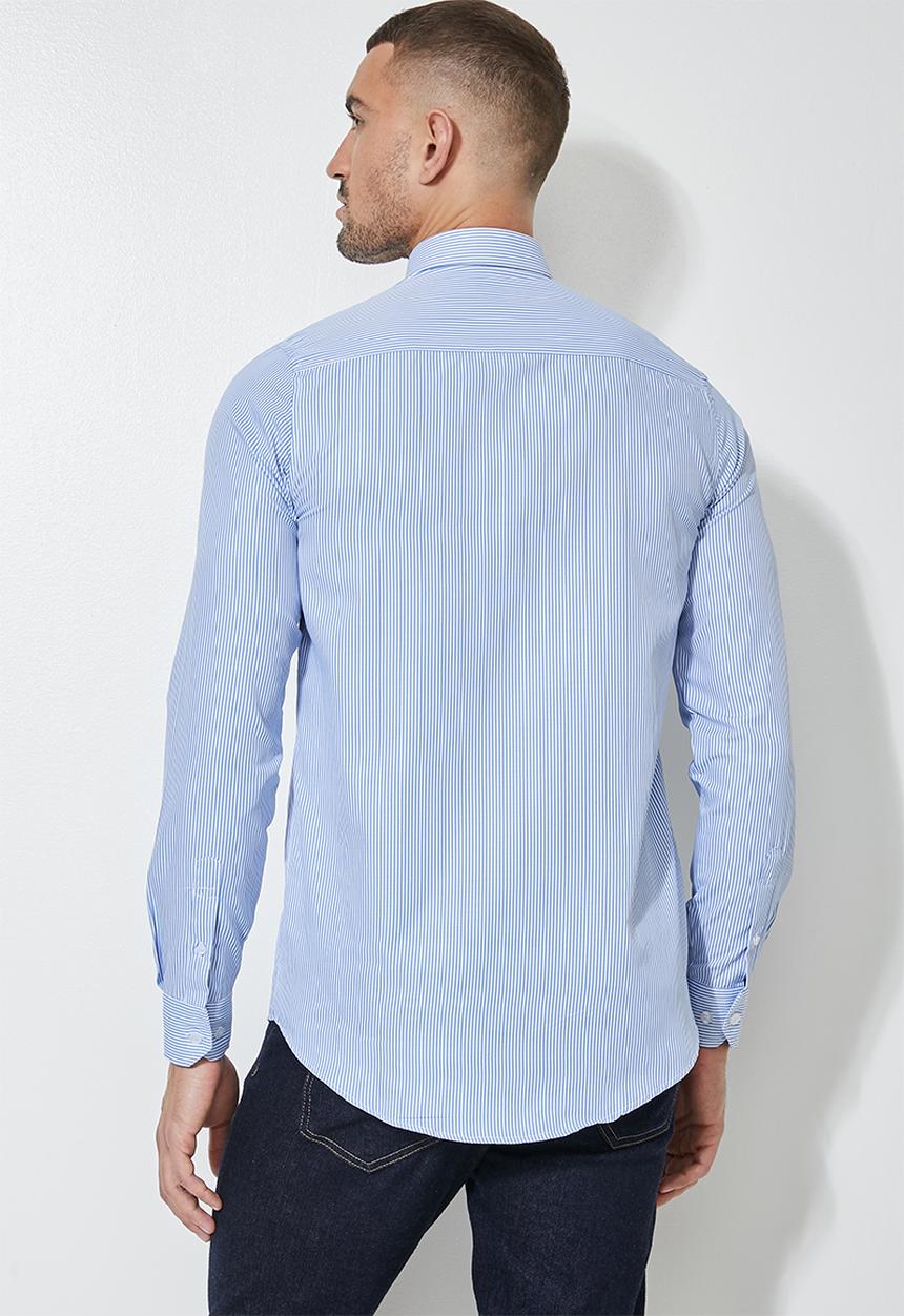 Superbalist - Jos slim fit long sleeve stripe shirt - blue & white
