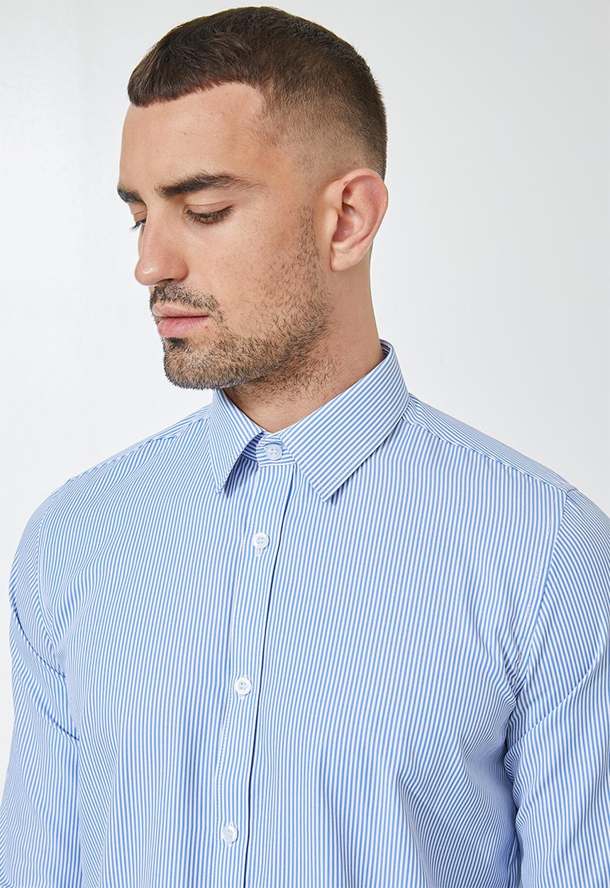 Superbalist - Jos slim fit long sleeve stripe shirt - blue & white