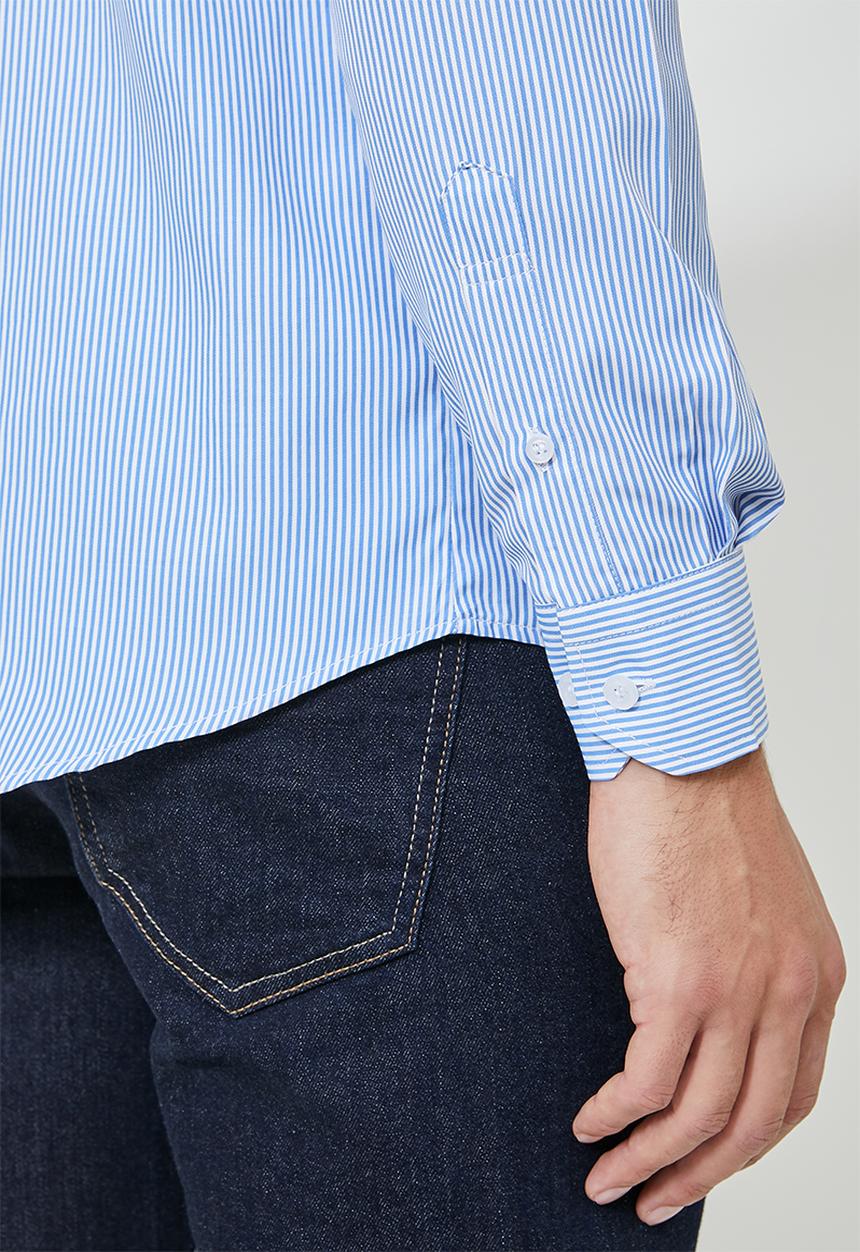 Superbalist - Jos slim fit long sleeve stripe shirt - blue & white