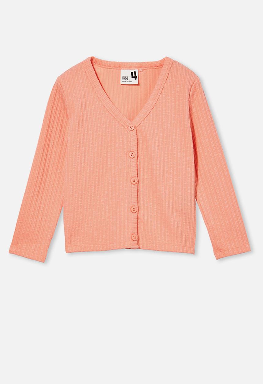 Cotton On - Betty button through rib top - musk melon