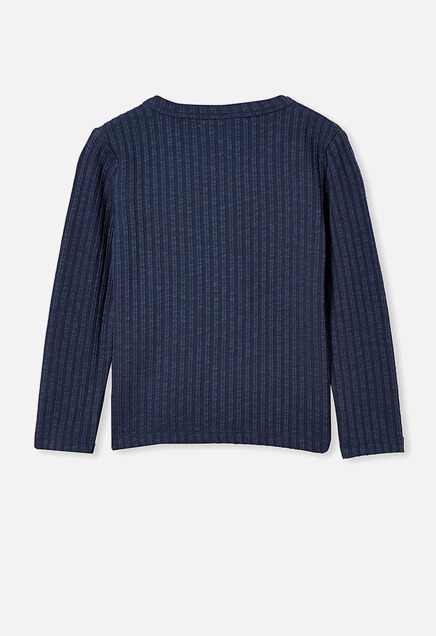 Cotton On - Betty button through rib top - indigo