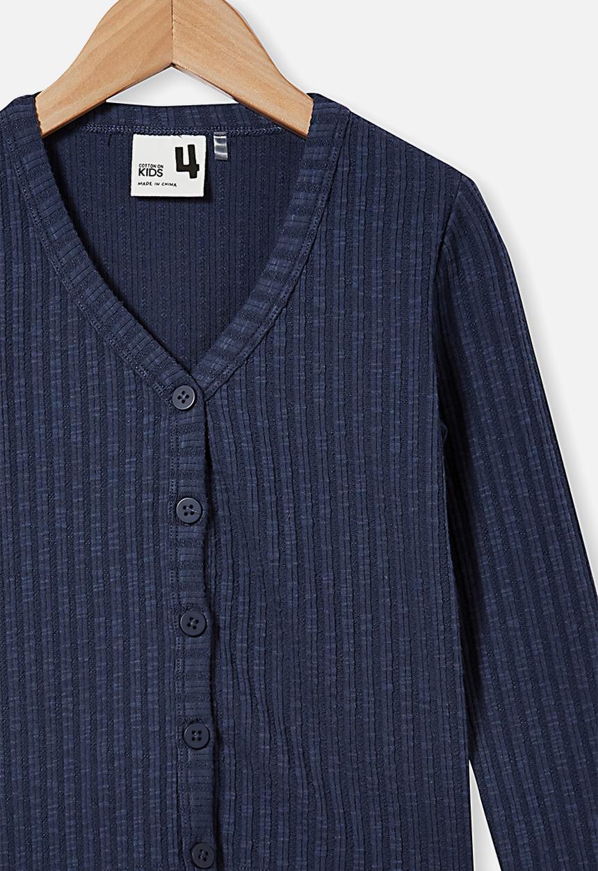 Cotton On - Betty button through rib top - indigo