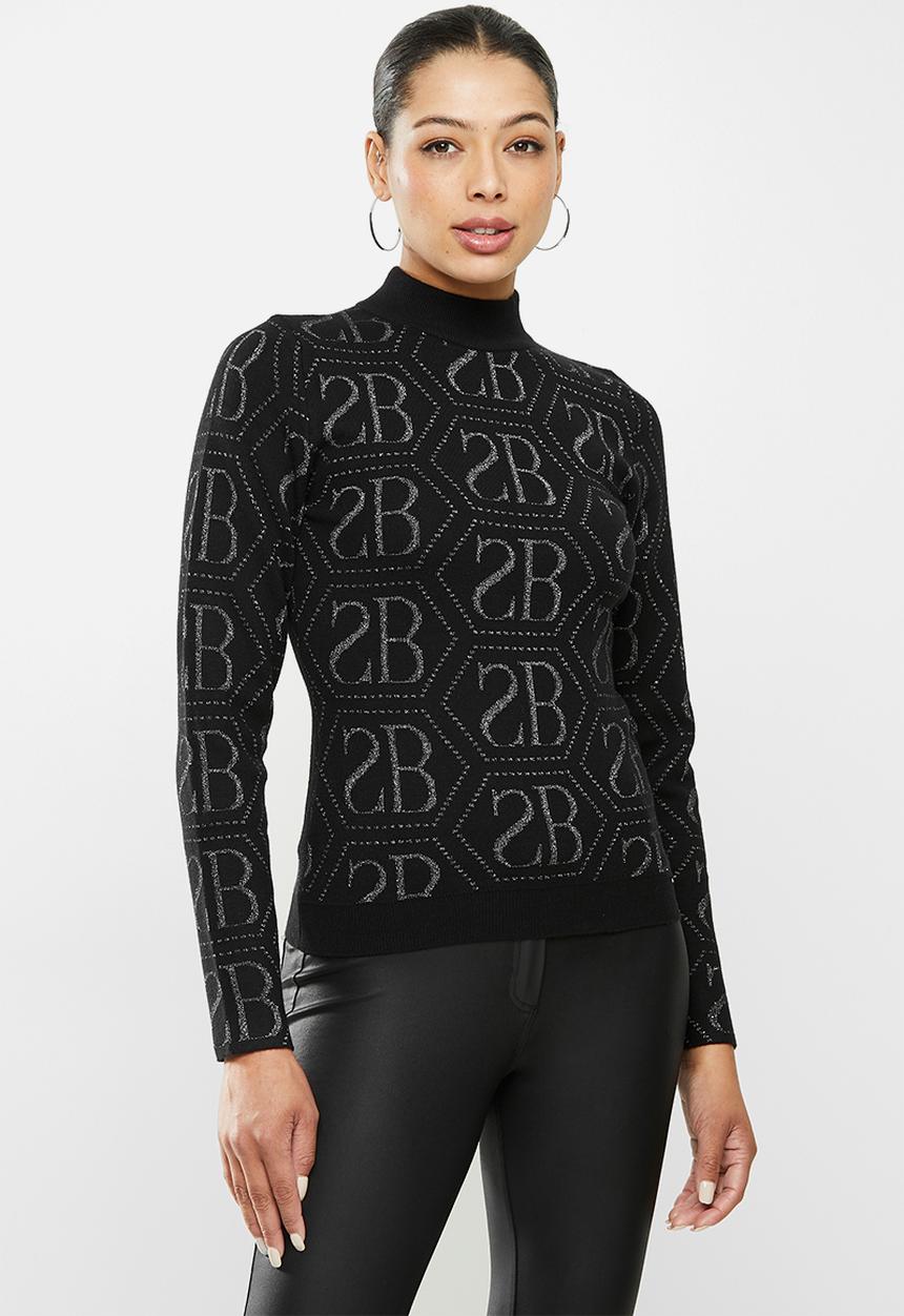 SISSY BOY - Karen glitter repeat logo on plain knit base - black