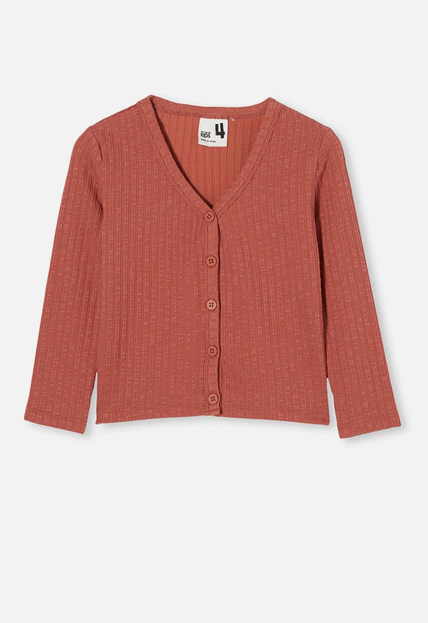Cotton On - Betty button through rib top - chutney