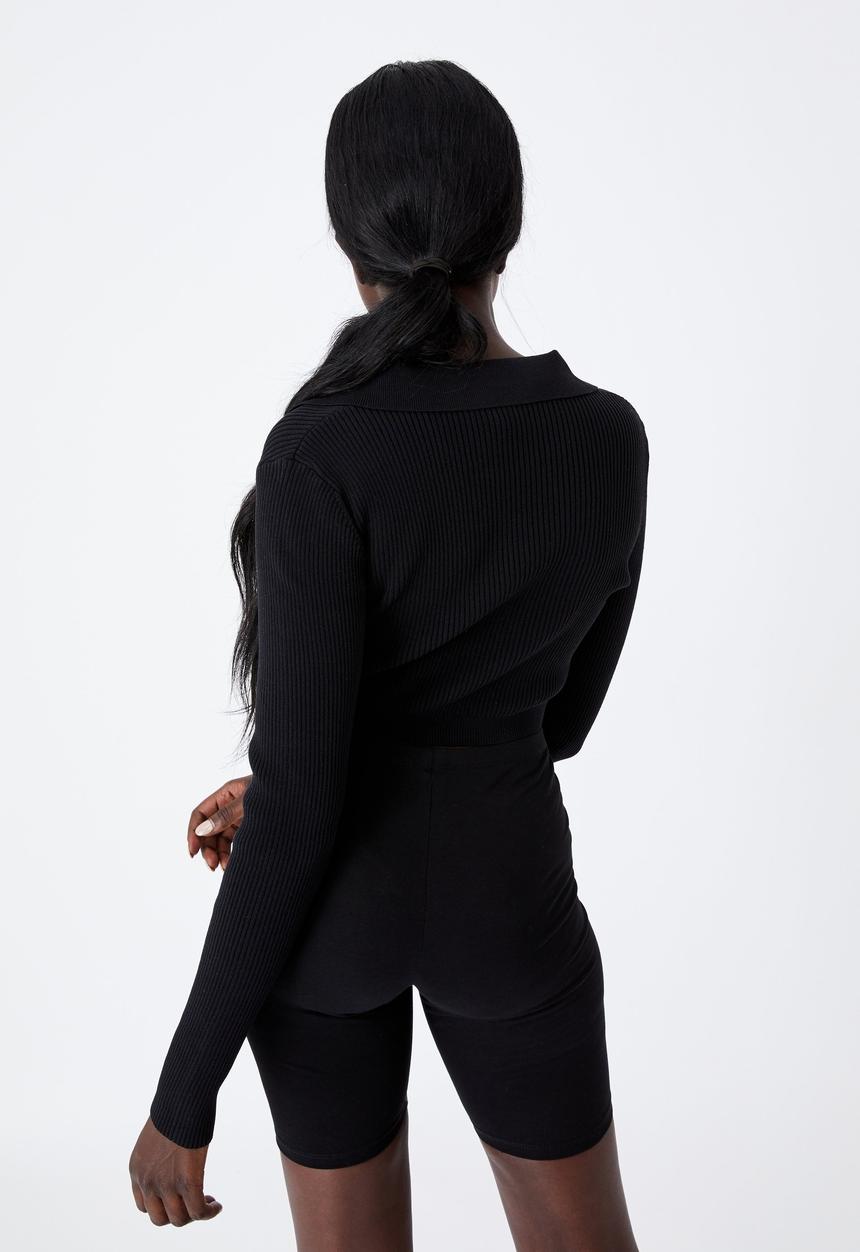 Factorie - Ultra crop long sleeve top - black