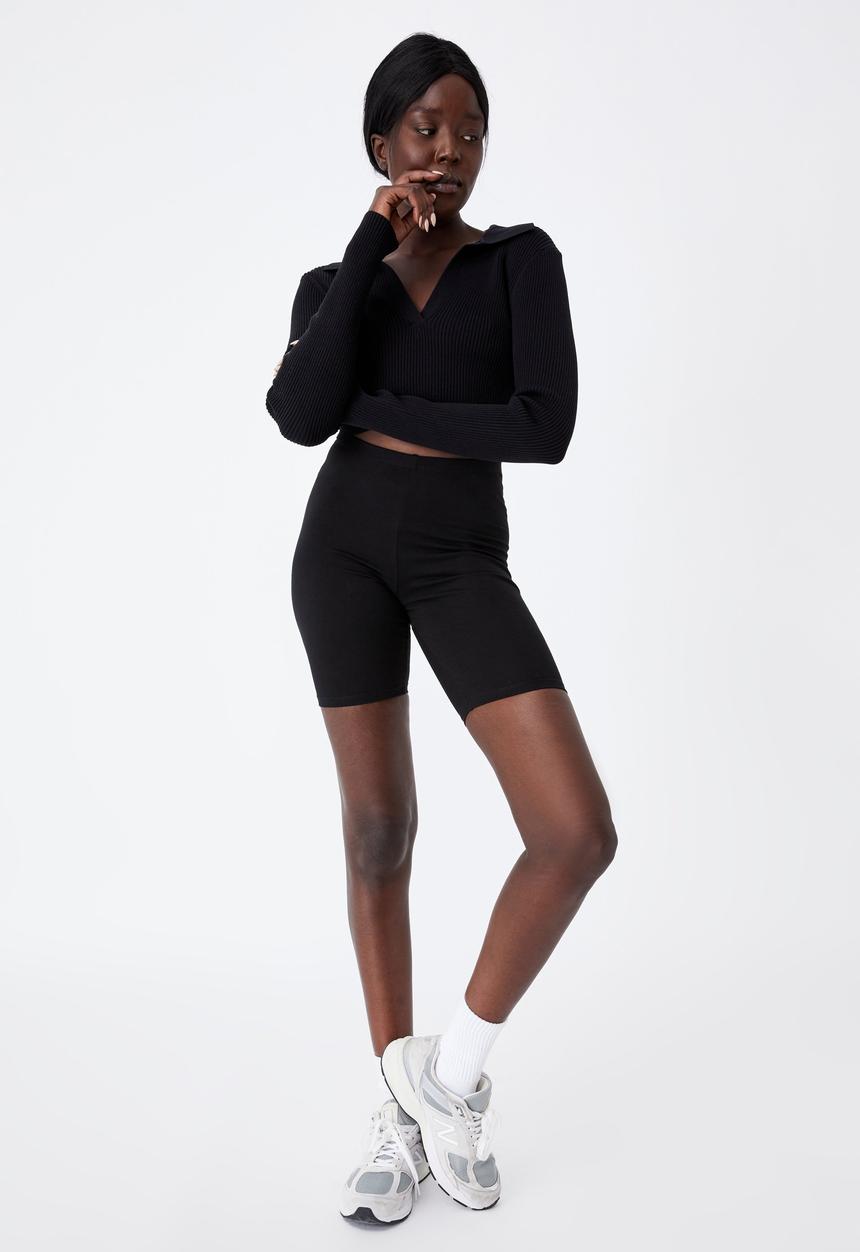 Factorie - Ultra crop long sleeve top - black
