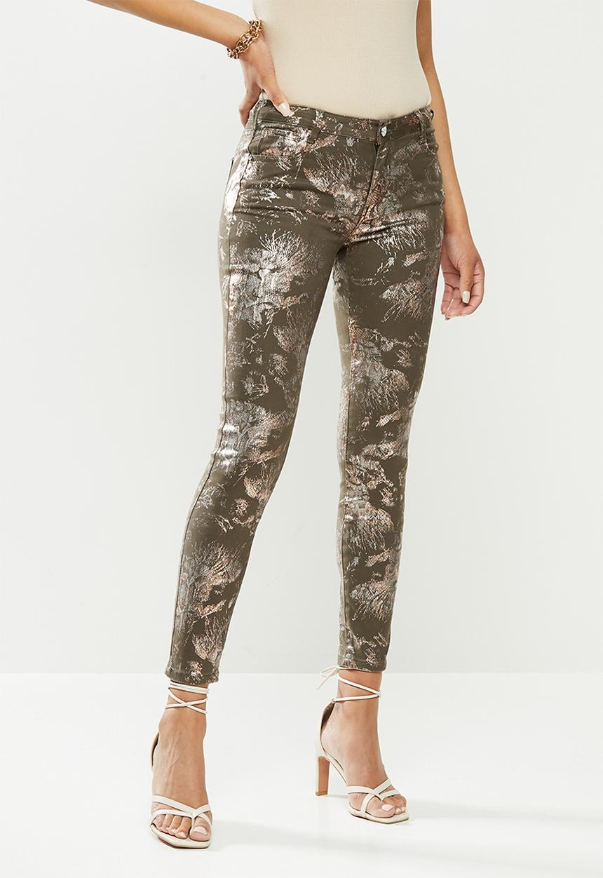SISSY BOY - Jungle roar axel leopard print skinny - olive