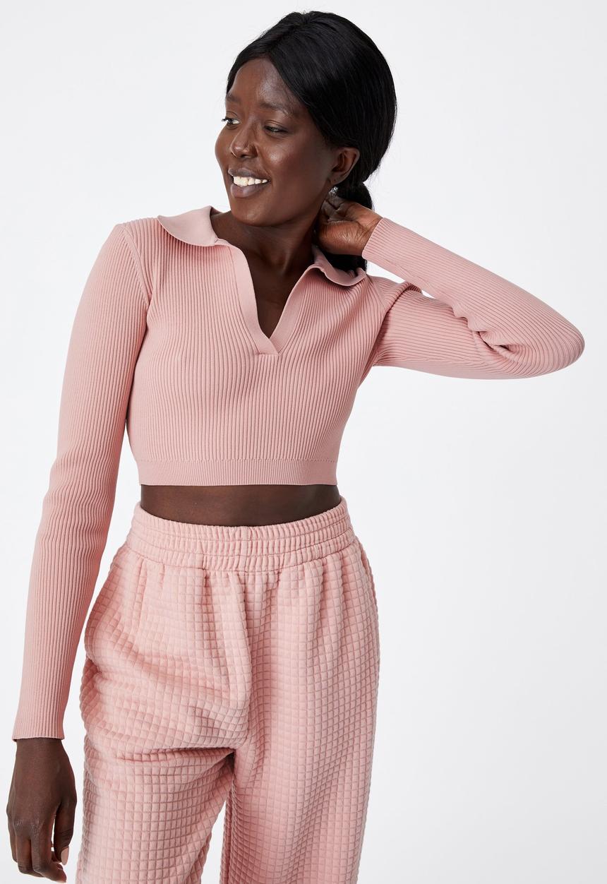Factorie - Ultra crop long sleeve top - pink